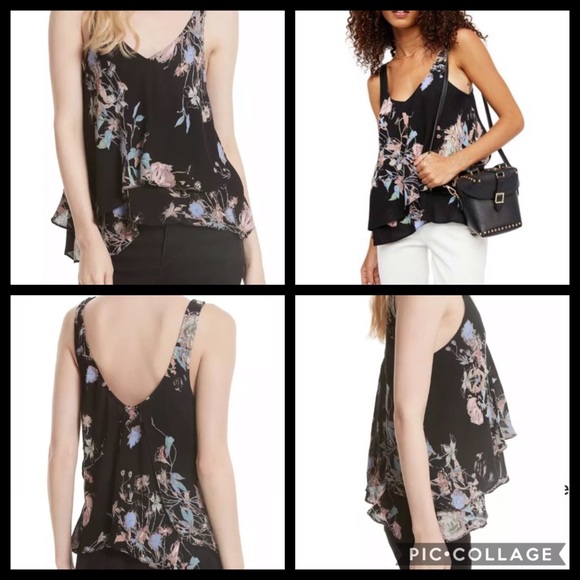 Free People Black Floral Tank Top Tunic - Picture 6 of 8